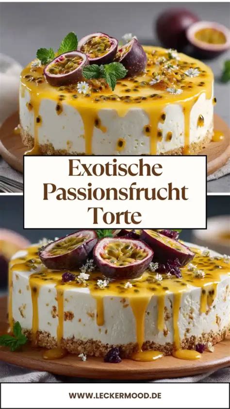 Infografik: Biskuitboden, Joghurtcreme, Fruchtspiegel - Schichtung einer Passionsfrucht-Torte