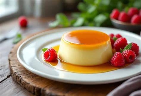 Infografik: Crème Caramel - Karamell, Eiermilch, Dämpfen, Stürzen
