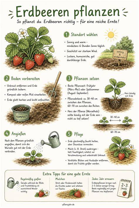 Infografik: Erdbeeren halbieren, Kreis-Anordnung, roter Erdbeerguss