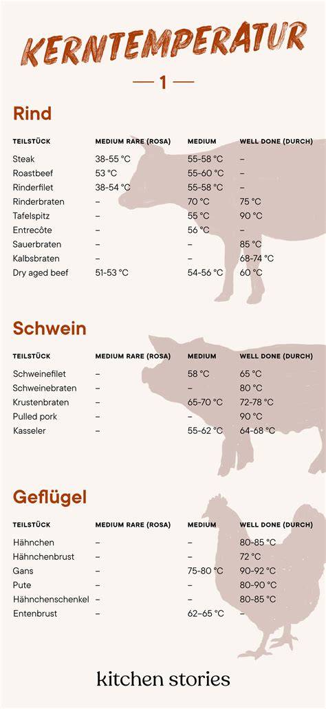 Infografik: Garzeiten, Kerntemperatur und Temperaturphasen für Krustenbraten