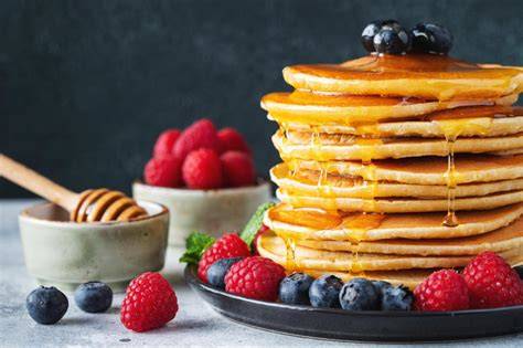 Infografik: Grundrezept Pancakes - Schritte von 1-4 inkl. Ruhezeit