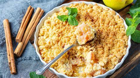 Infografik: Grundrezepte für Crumble - Streusel, Kompott, Sahnecreme