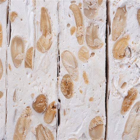 Infografik: Herstellung von weißem Nougat de Montélimar - Zutaten, Schritte, Hinweise zur AOC