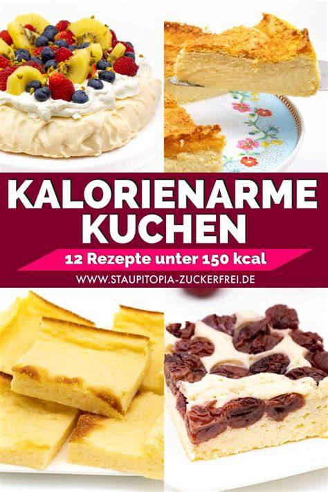 Infografik: Kalorienarme Kuchen - Hauptkomponenten, Kalorien pro Portion, Beispielzutaten
