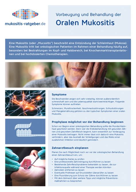 Infografik: Mechanismen der oralen Mukositis und Präventionsmaßnahmen
