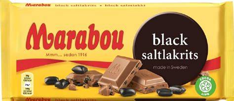 Infografik: Merkmale von Marabou Lakritz Black Saltlakrits - Schokolade-Lakrids-Komposition