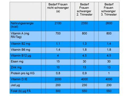 Infografik: Nährstoffbedarf in der Schwangerschaft - Schlüsselvitamine