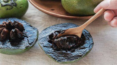 Infografik: Nährstoffe der Schwarzen Sapote und Vergleich zu Schokolade