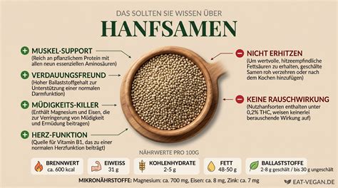 Infografik: Nährstoffe in Hanfsamen und ihre Wirkungen