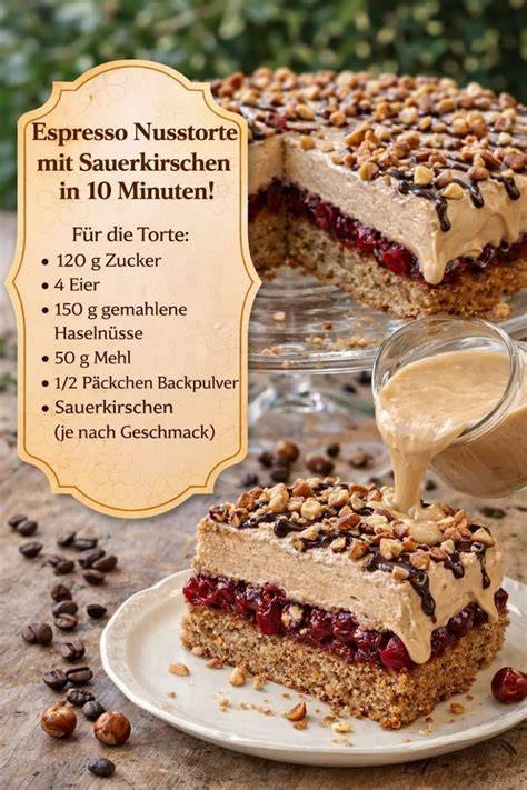 Infografik: Schichtaufbau einer Espresso Nuss Torte