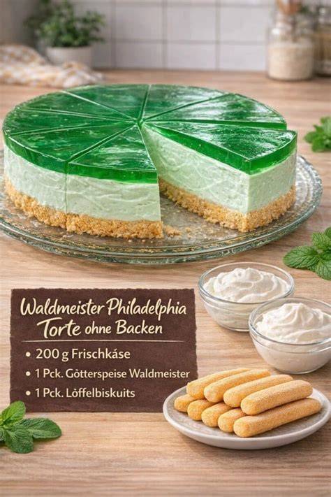 Infografik: Schritte der Zubereitung einer Philadelphia-Quark-Torte ohne Backen
