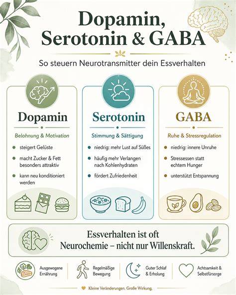 Infografik: Serotonin- und Dopaminwirkung, Genussmoment, Einfluss auf Stimmung