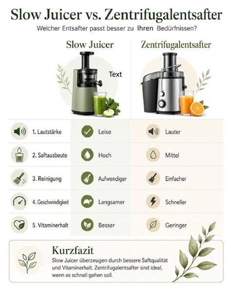 Infografik: Slow Juicer vs. Zentrifugal-Entsafter - Vorteile für Nährstoffe