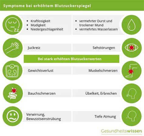Infografik: Symptome bei niedrigen und hohen Blutzuckerwerten