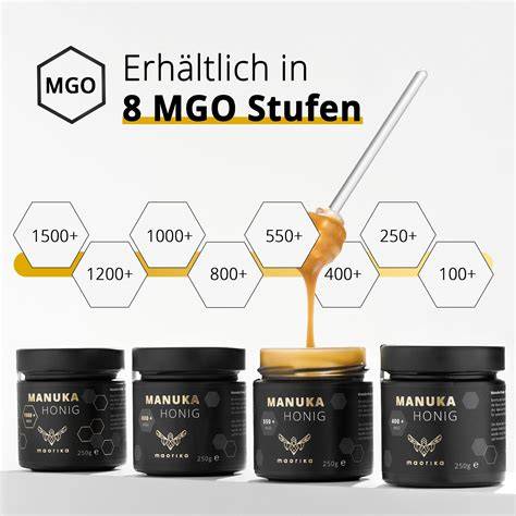 Infografik: Unterschied MGO-Gehalt Manuka- und Blütenhonig