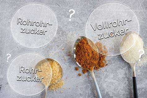 Infografik: Unterschiede zwischen Weißzucker, Rohrohrzucker und Vollrohrzucker