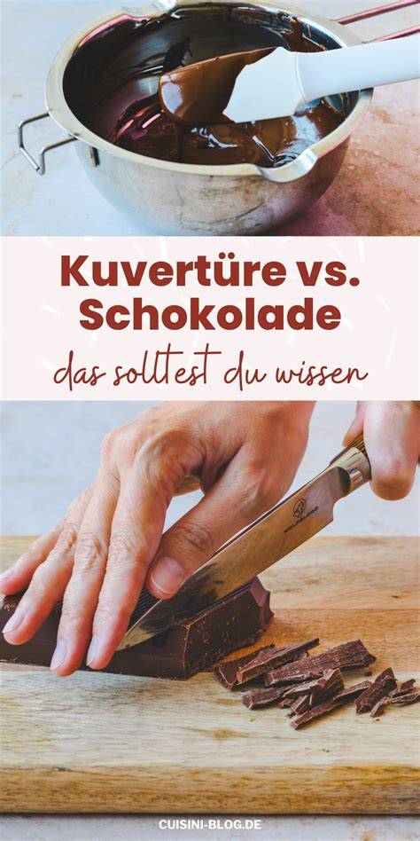 Infografik: Vergleich Kuvertüre vs Schokolade (Kakaobuttergehalt, Einsatzbereiche)