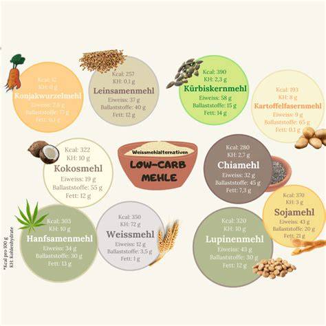 Infografik: Vergleich Low Carb Mehle - Kokosmehl vs. Mandelmehl