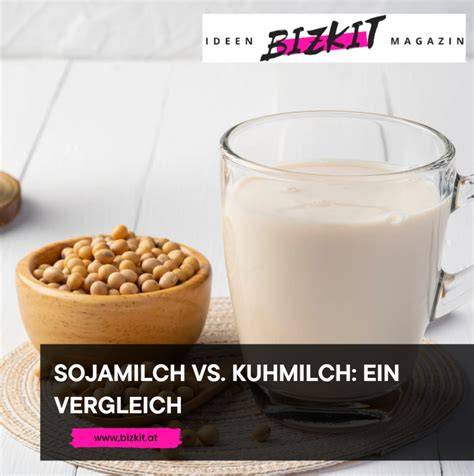 Infografik: Vergleich Sojadrink vs. Kuhmilch (Eiweiß, Zucker, Fett, Kalzium)
