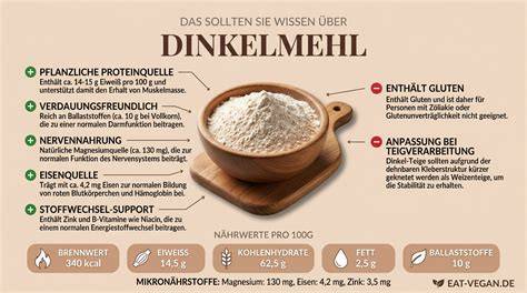 Infografik: Vergleich Weizen- und Dinkelmehl (Nährstoffe, Eigenschaft)