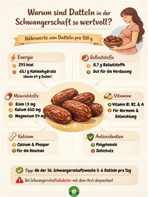 Infografik: Wirkung von Datteln in der Schwangerschaft