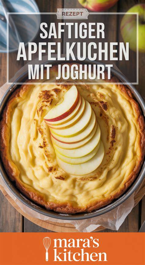 Infografik: Zubereitungsschritte Apfelkuchen mit Joghurt