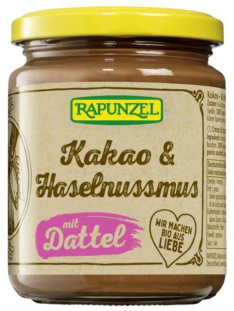 Infografik: Zusammensetzung von Kokosnussmus mit Haselnuss, Kakao und Dattel