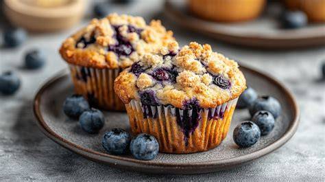 Infografik: Zutaten und Schritte zur Zubereitung von Blaubeer Streusel Muffins