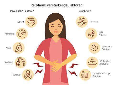 Infografik über Reizdarmsyndrom-Symptome und Auslöser