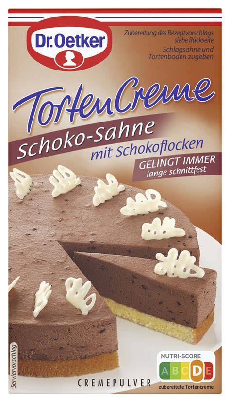 Infografik über die Inhaltsstoffe von Dr. Oetker Tortencreme Schoko
