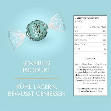Infografik Nährwerte Lindt Lindor Kokos