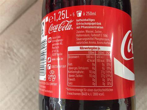 Infografik Nährwerte pro 100ml Cola Zero