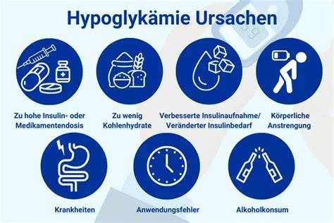 Infografik Symptome und Sofortmaßnahmen bei Hypoglykämie