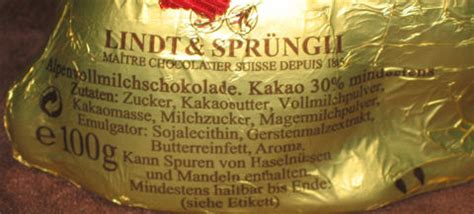 Infografik Zutaten Lindt Goldhase Mini