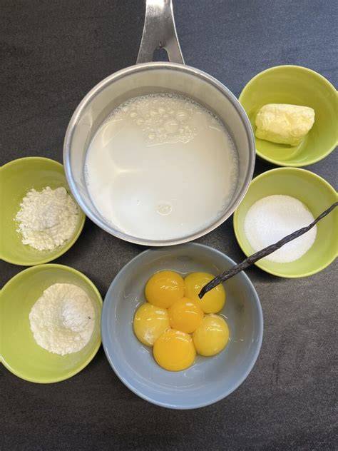 Infografik Zutaten und Varianten der Crème Pâtissière