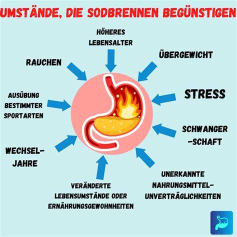 Infografik zu den Symptomen von Sodbrennen und Reflux