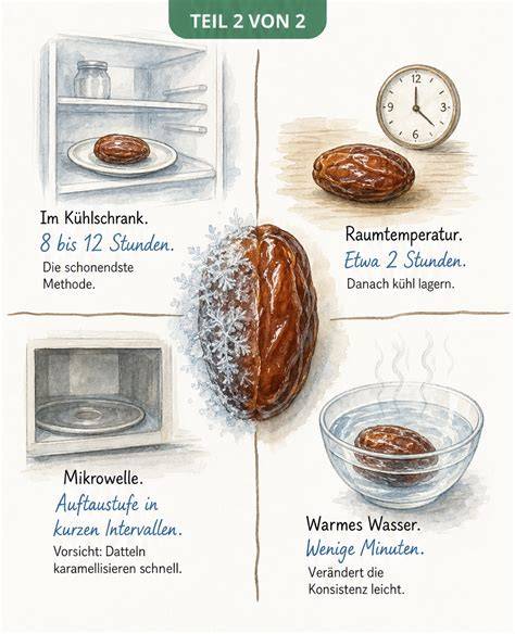 Infografik zur Aufbewahrung: Raumtemperatur, Kühlschrank, Einfrieren und Auftauen