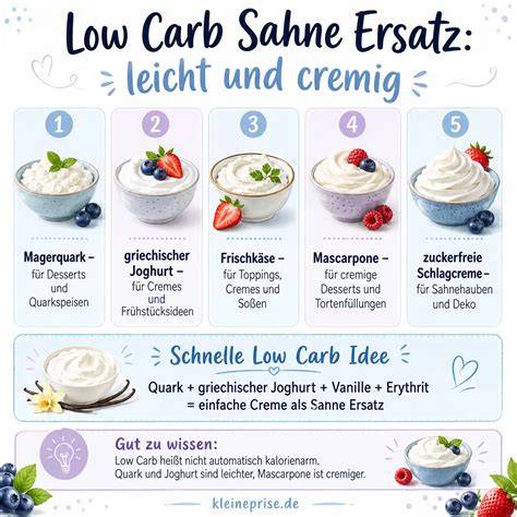Infografik zur Herstellung leichter Desserts mit Schlagcreme