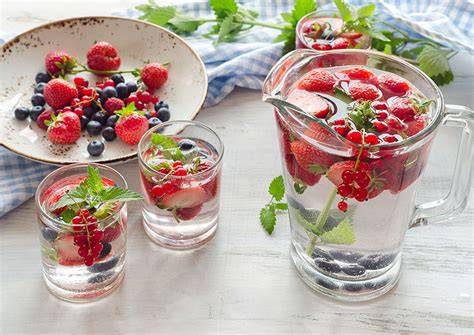 Infused Water mit Beeren und Minze