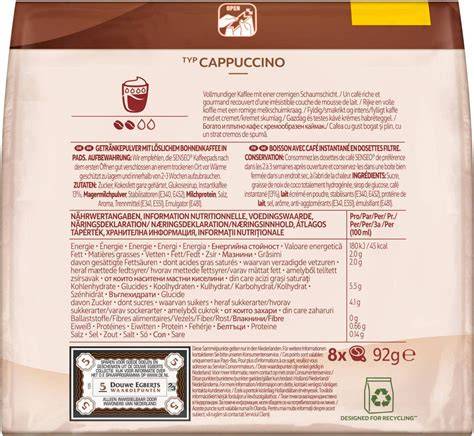 Inhaltsstoffe von Cappuccino Pads, Infografik