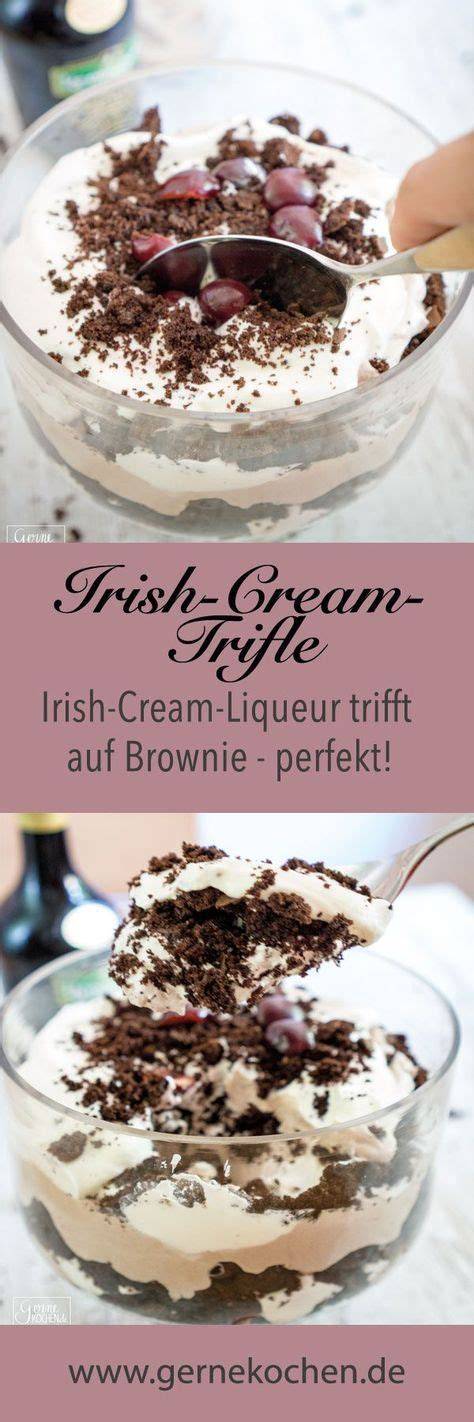 Irish Cream Trifle mit Kirschen und Brownie-Schichten