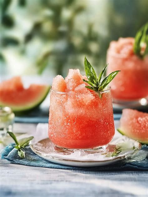 Italienische Wassermelonen Granita mit Minzblatt