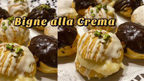 Italienische Windbeutel (Bigné) gefüllt mit Crema Pasticcera