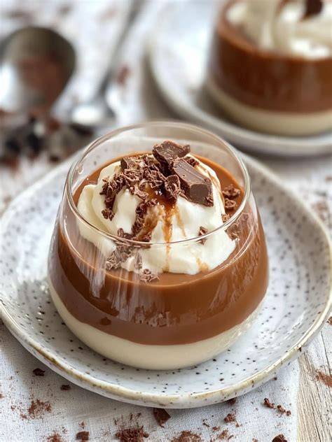 Italienisches Budino mit Schokolade und Karamell