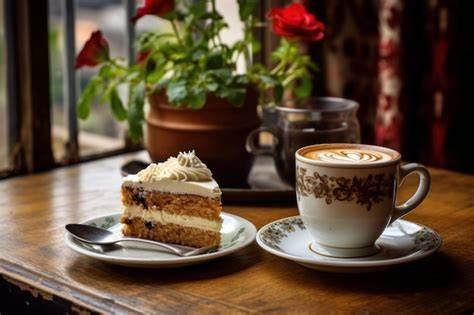Italienisches Café mit Kuchen und Espresso