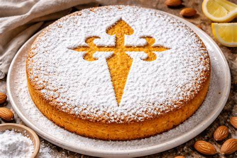 Jakobskreuz-Schablone und Tarta de Santiago