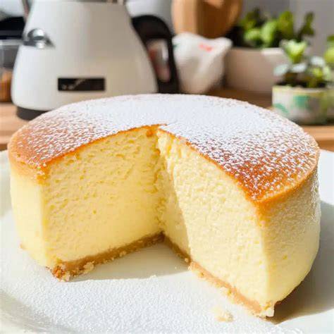 Japanischer Käsekuchen aufgeschnitten