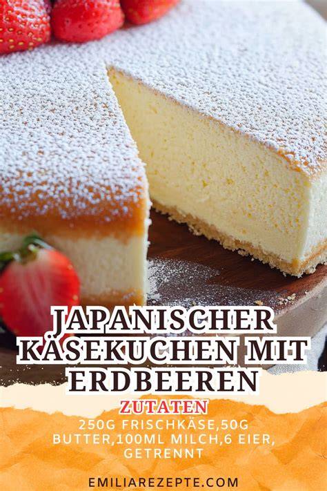 Japanischer Käsekuchen frisch gebacken und bestäubt mit Puderzucker