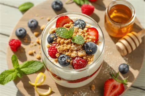Joghurt-Dessert mit Keksschicht