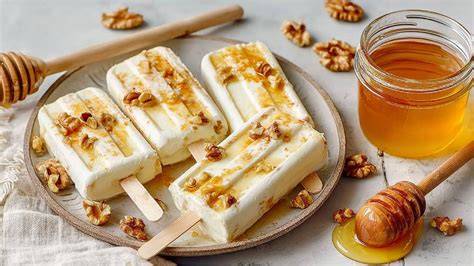 Joghurt-Honig-Walnuss-Eis auf Teller